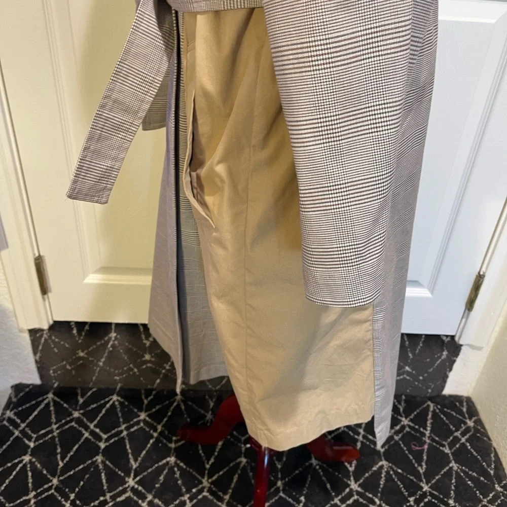 ZARA Contrast Houndstooth Trench Coat
